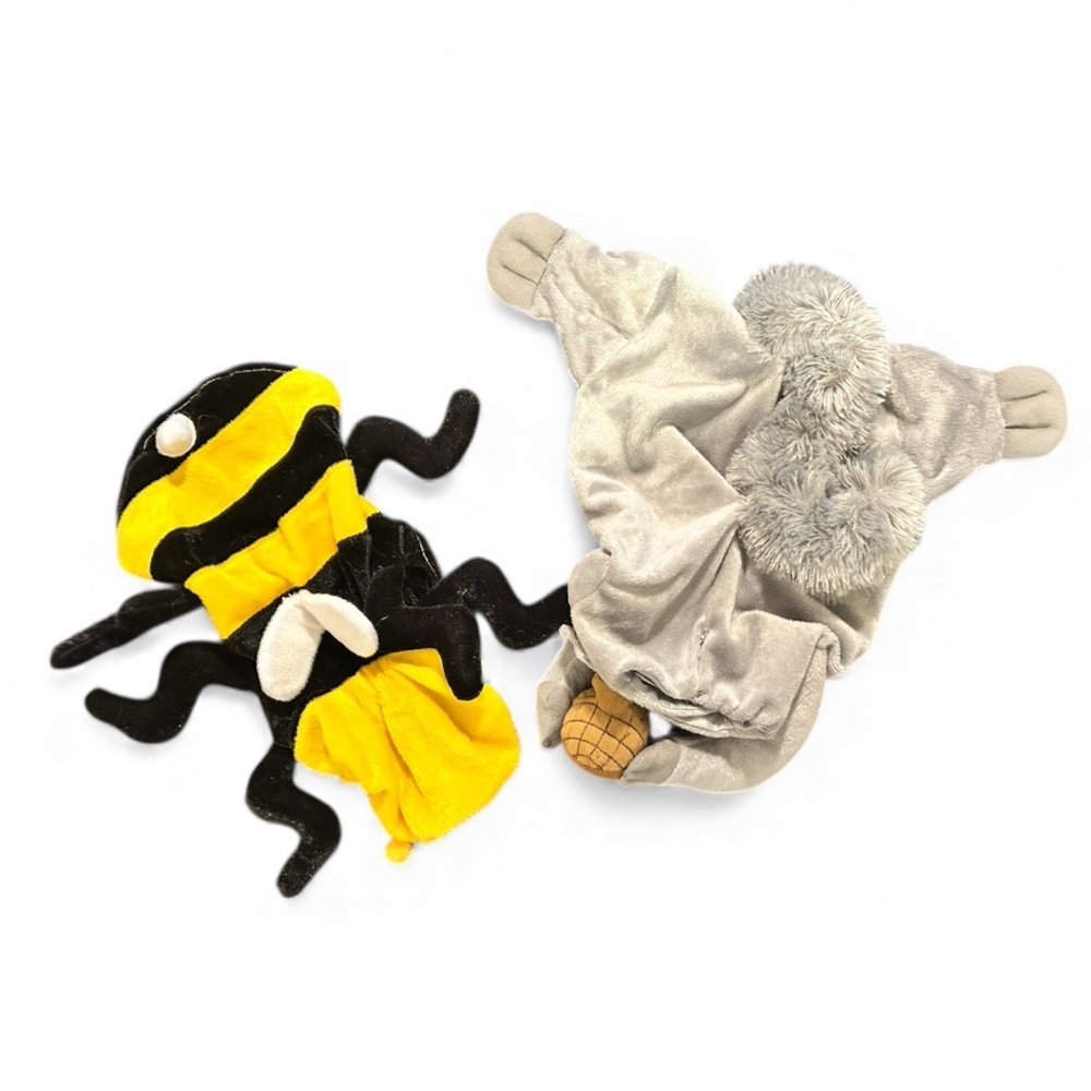 2 Dog Halloween Costumes Bumble Bee Squirrel Size Small VGC
